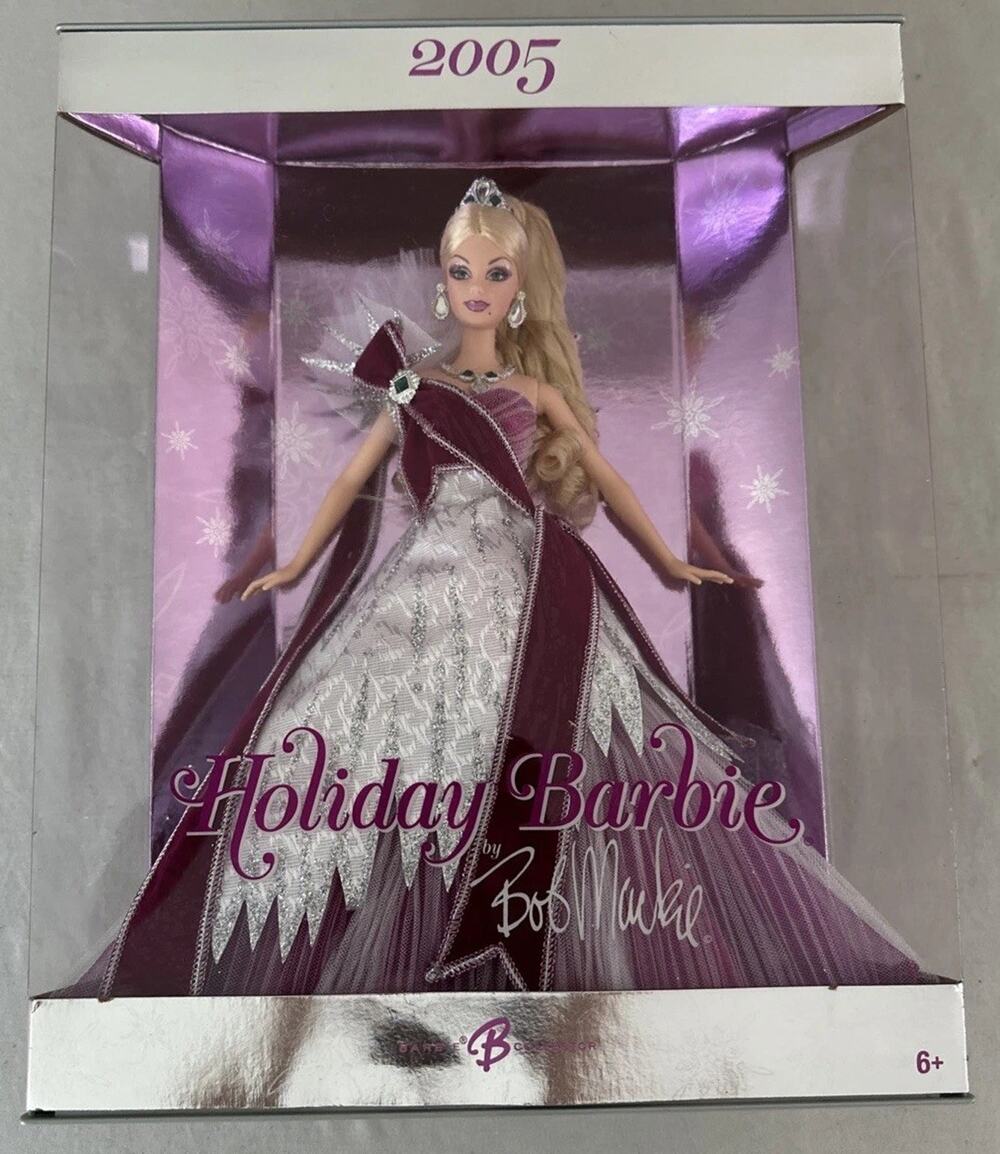 Mattel Collectible Holiday Barbie Doll 2005 Bob Mackie Blonde Pink Dress NIB
